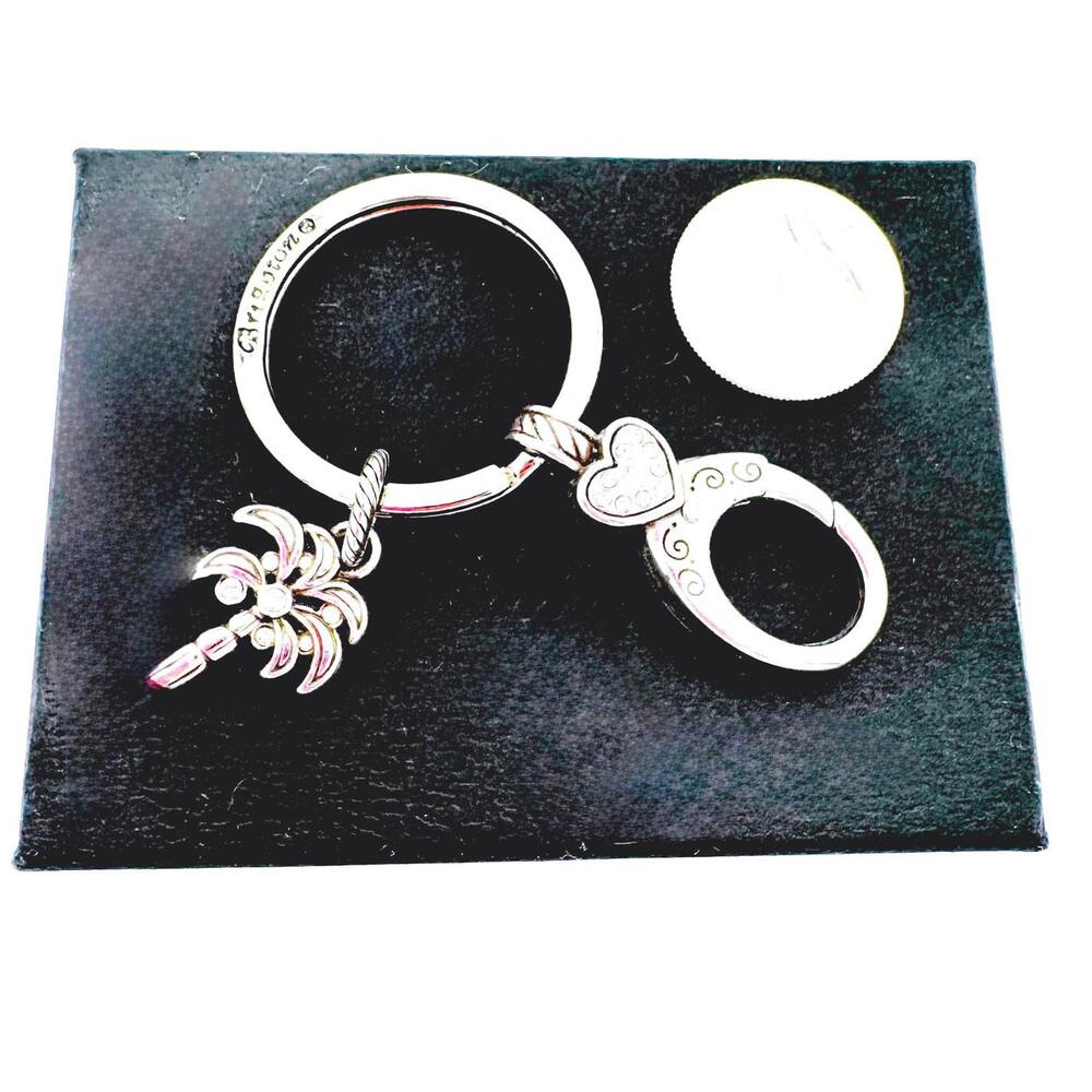Brighton silver tone Swarovski crystal heart palm tree charm lobster latch key - Picture 4 of 4